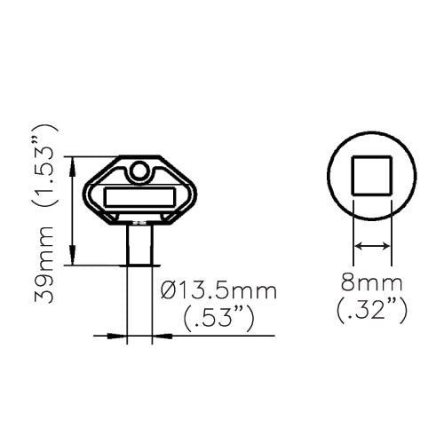 204-0403.03-00000 - DIRAK Compatible Square 8mm Female Key Poly (1004-35)