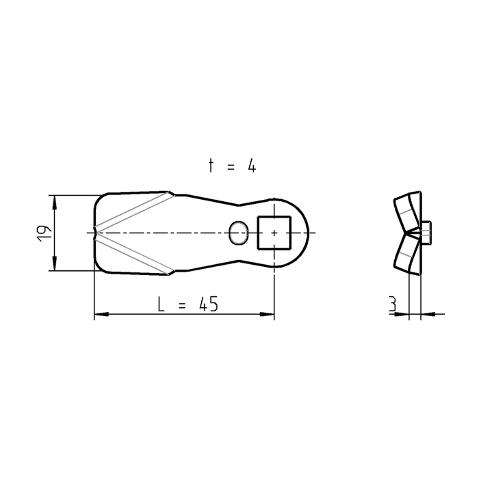 EMKA 1000-179 Cam, Stainless steel AISI 304; Offset h = 4 mm