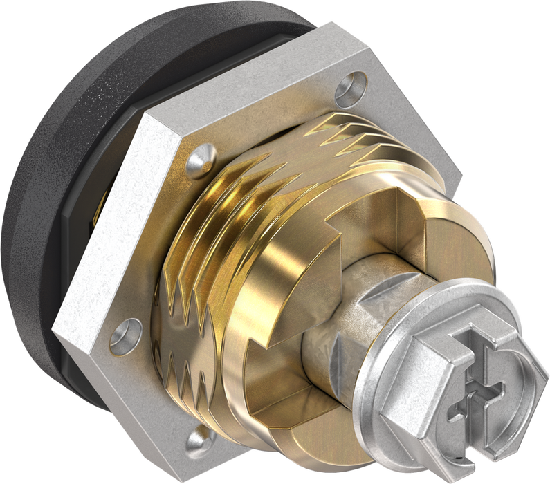 EMKA 1000-U258-01 - Safety quarter turn double bit 5, left version, Brass and zinc die black powder-coated