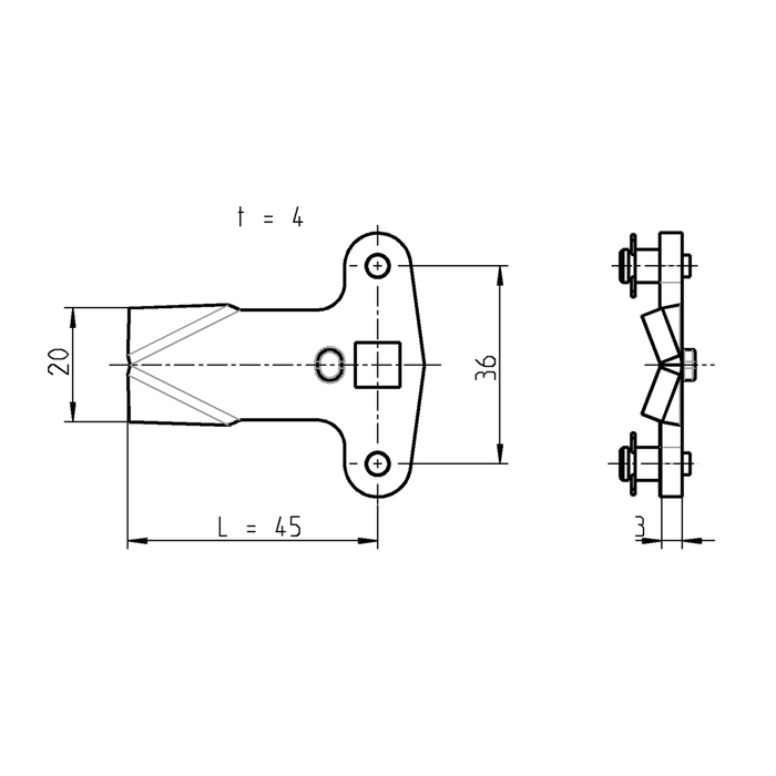 EMKA 1000-U27 3-Point cam, Steel zinc-plated; Offset h = 2 mm