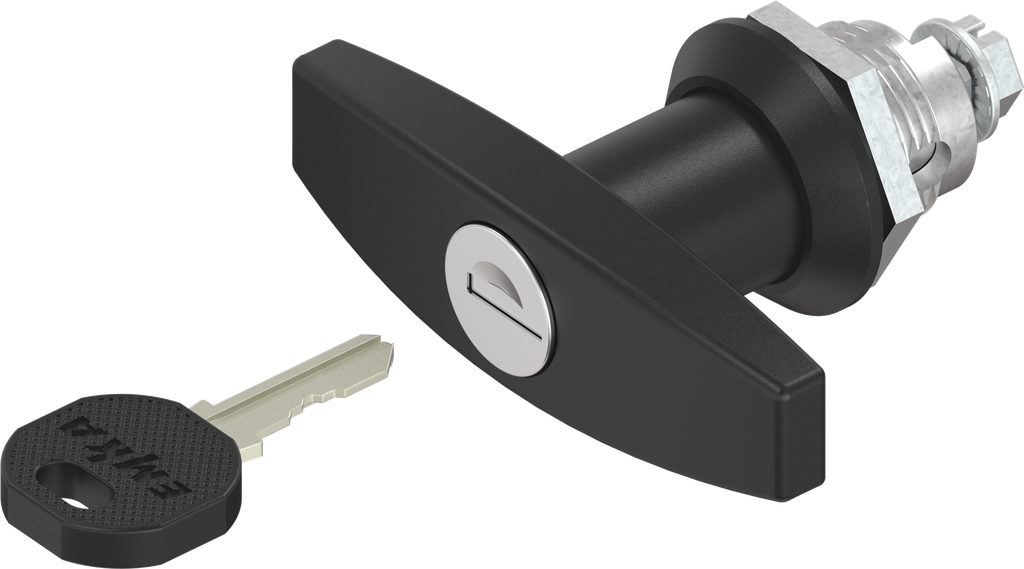 EMKA 1000-U339 T-handle quarter turn, keyed different, Zinc die black powder-coated