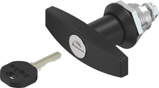 EMKA 1000-U339 T-handle quarter turn, keyed different, Zinc die black powder-coated