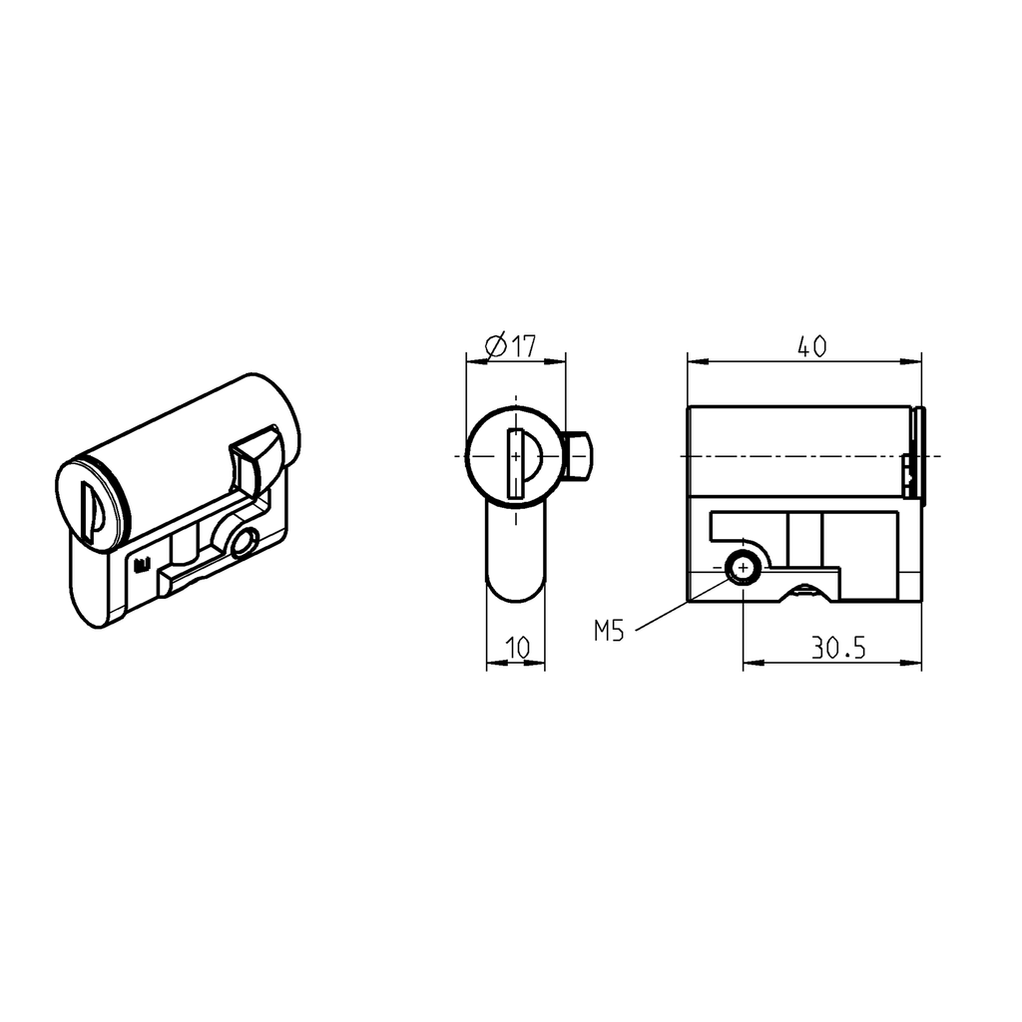 EMKA 1109-U2-N Profile half cylinder with round cylinder keyed EK 333 ...
