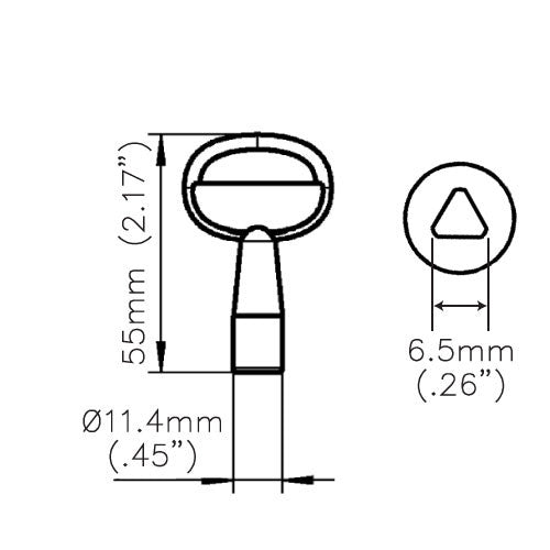 204-0502.00-00000 DIRAK Triangular 6.5mm Female Key — Steel City Supply