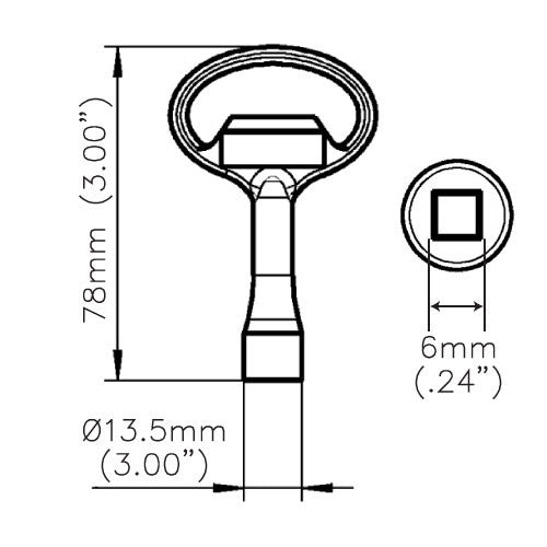 1004-29 EMKA Square Male 6mm Key