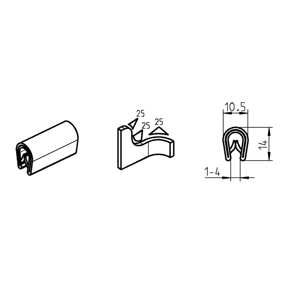 Emka Pvc Edge Protection 1010-01 EMKA Black PVC Edge Protection Gasketing — Steel City Supply