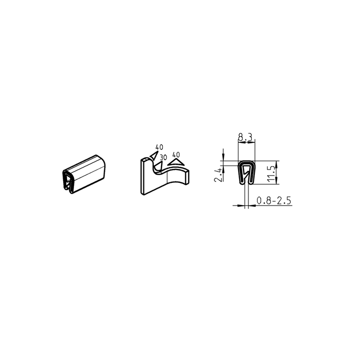 Emka Pvc Edge Protection 1010-12 EMKA PVC Edge Protection EPDM Gasket — Steel City Supply