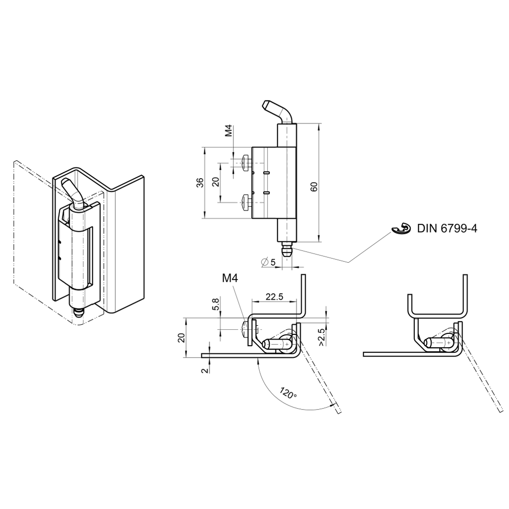 1069U2 EMKA WeldOn Concealed Hinge — Steel City Supply