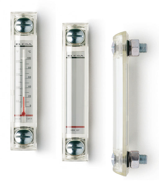 HCX.127/T-AR-M12 11357 Elesa Column Level Indicator for Liquids Containing Alcohol with Thermometer M12 Screws