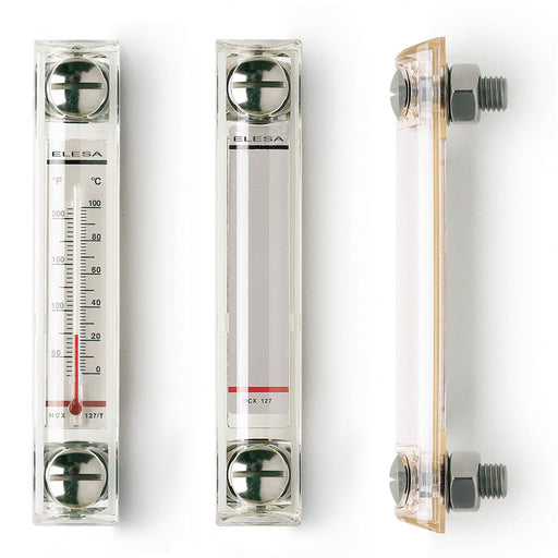 HCX.127/T-SST-M12 11358 Elesa INOX Stainless Steel Column Level Indicator with Thermometer M12 Screws