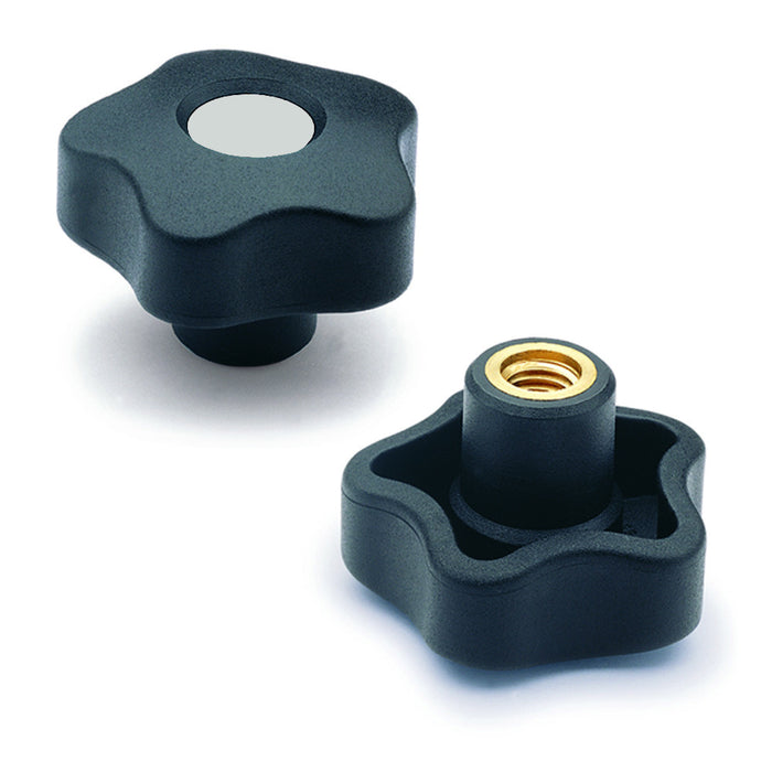 970012-C3 VCT.63 A-1/2-C3  Elesa Gray Lobe Knob w/ Block-Oxide Steel Boss Threaded 1/2"