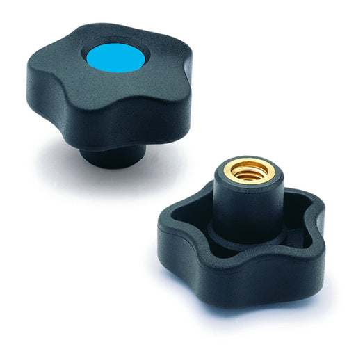 970012-C5 VCT.63 A-1/2-C5  Elesa Blue Lobe Knob w/ Block-Oxide Steel Boss Threaded 1/2"