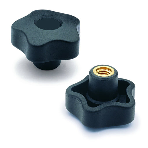 970053 VCT.74 A-1/2  Elesa Lobe Knob w/ Block-Oxide Steel Boss Threaded 1/2"