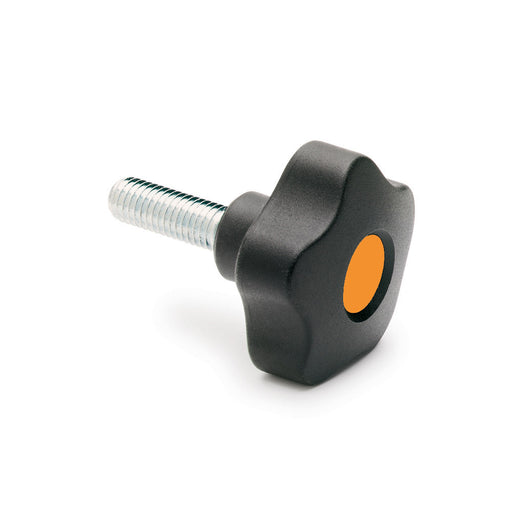969969-C2 VCT.50 p-3/8-16x3/4-C2  Elesa Orange Lobe Knob w/ Steel Threaded Stud  3/8-16 x 3/4"