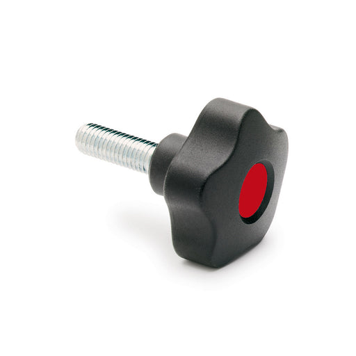 969902-C6 VCT.40 p-1/4-20x3/4-C6  Elesa Red Lobe Knob w/ Steel Threaded Stud  1/4-20 x 3/4"
