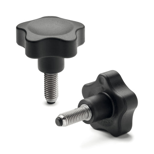 166515 VC.692/50-SST-p-M10x40-PO Elesa Stainless Steel Lobe Knobs with Resin Tip M10 X 40